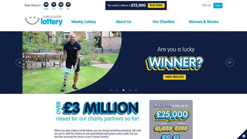 Makeasmile Lottery - homepage (desktop)