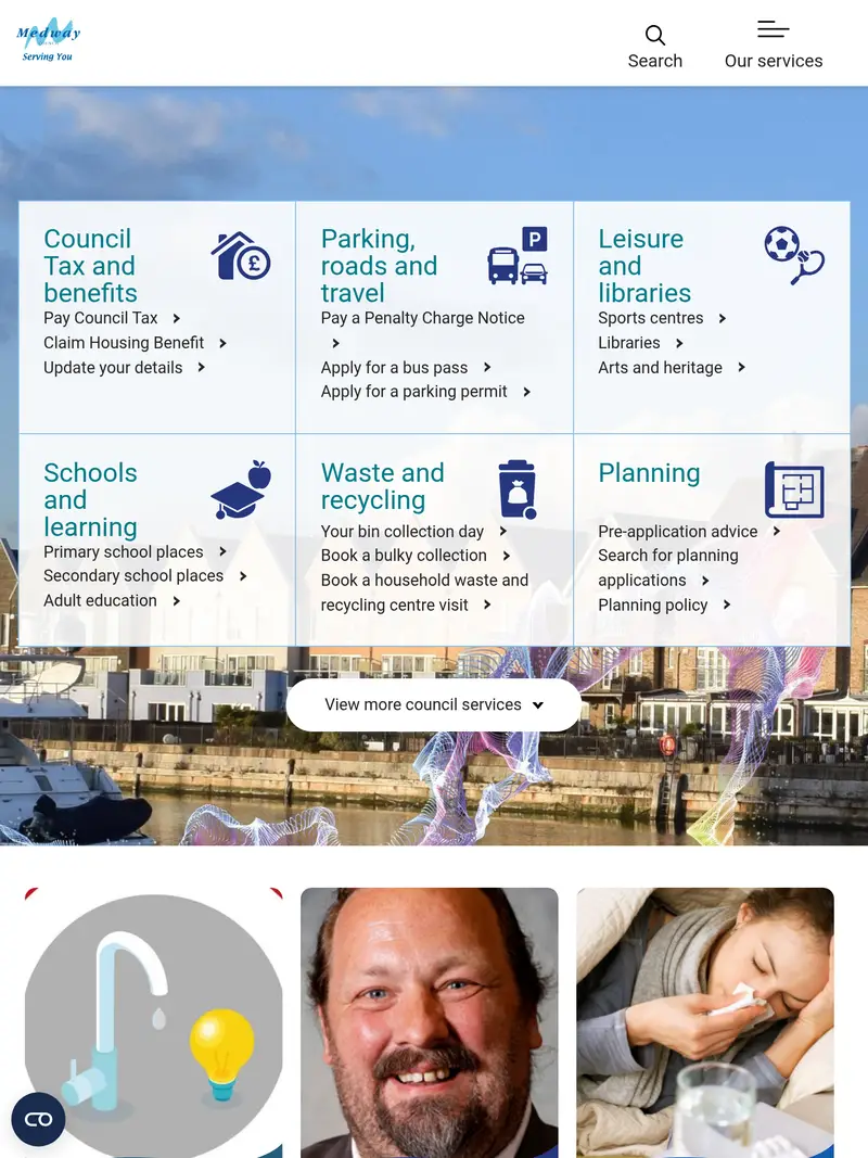 Medway.gov - homepage (tablet)
