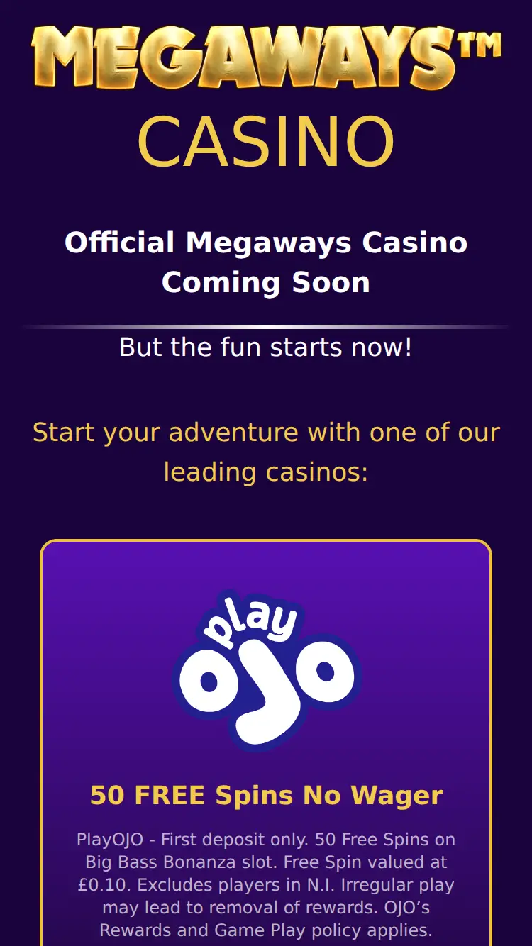 Mega Ways Casino - homepage (mobile)