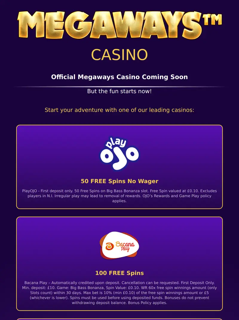 Mega Ways Casino - homepage (tablet)