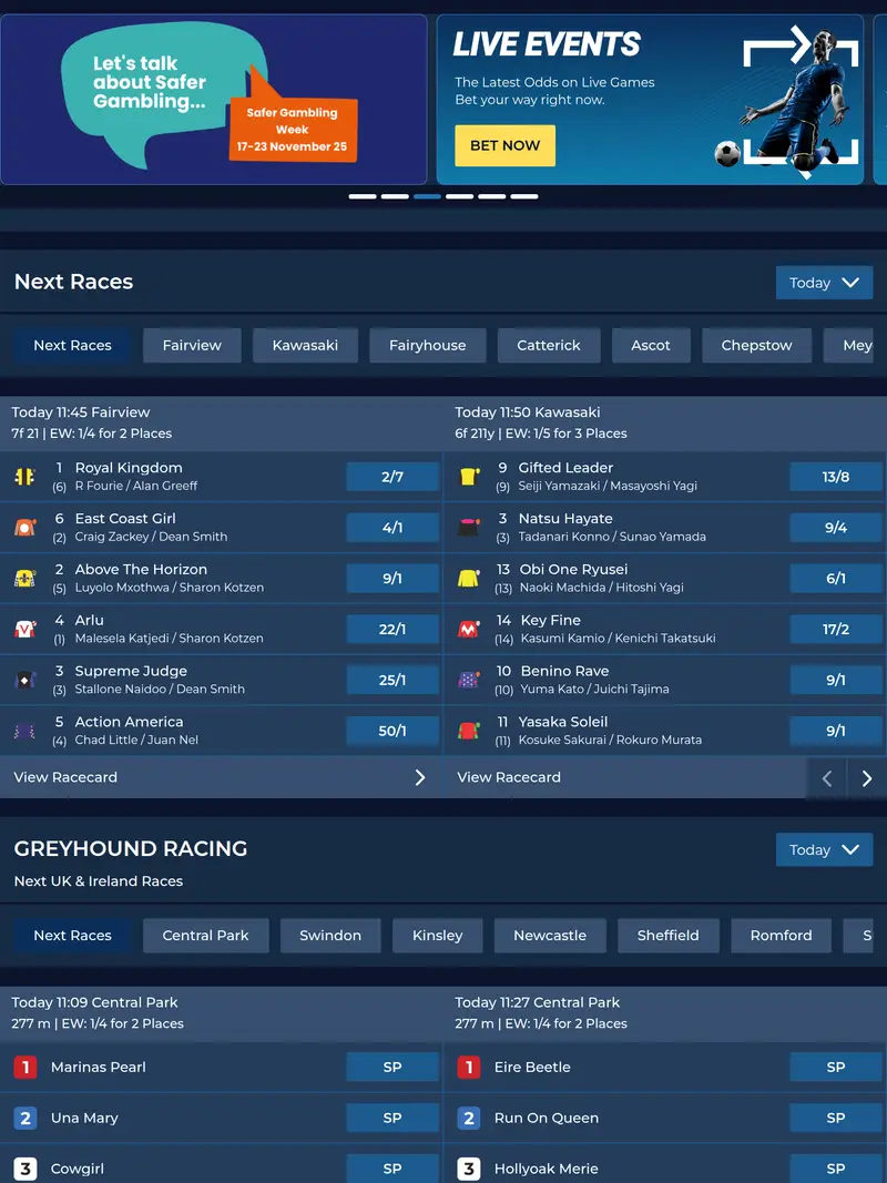 Meta Betting - homepage (tablet)