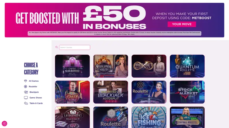 Met Gaming - homepage (desktop)