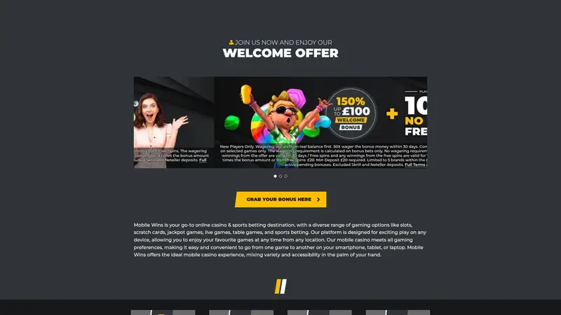 Mobile Wins - homepage (desktop)