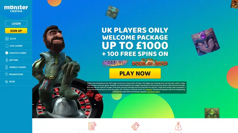 Monster Casino - homepage (desktop)