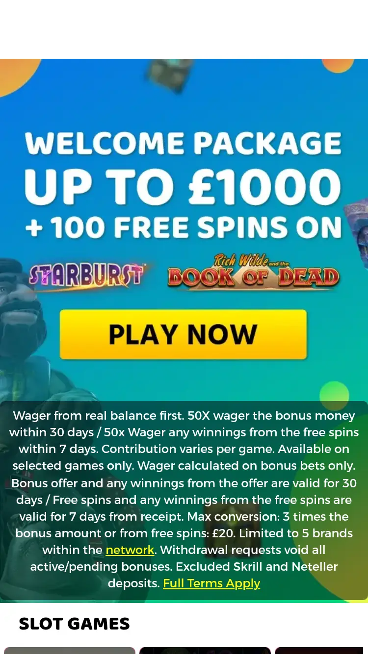 Monster Casino - homepage (mobile)