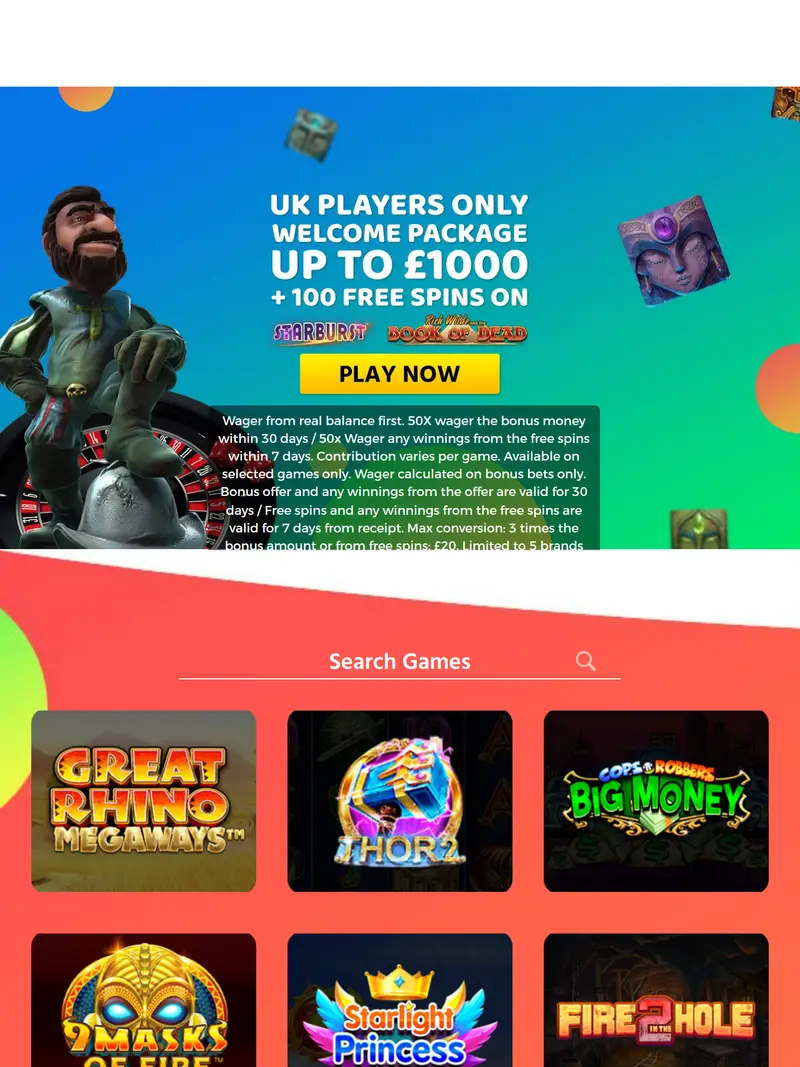 Monster Casino - homepage (tablet)