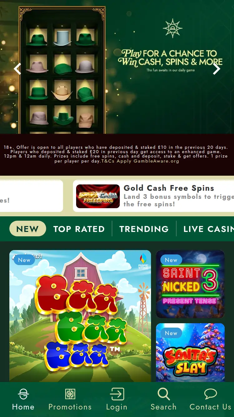 Mr Green - homepage (mobile)