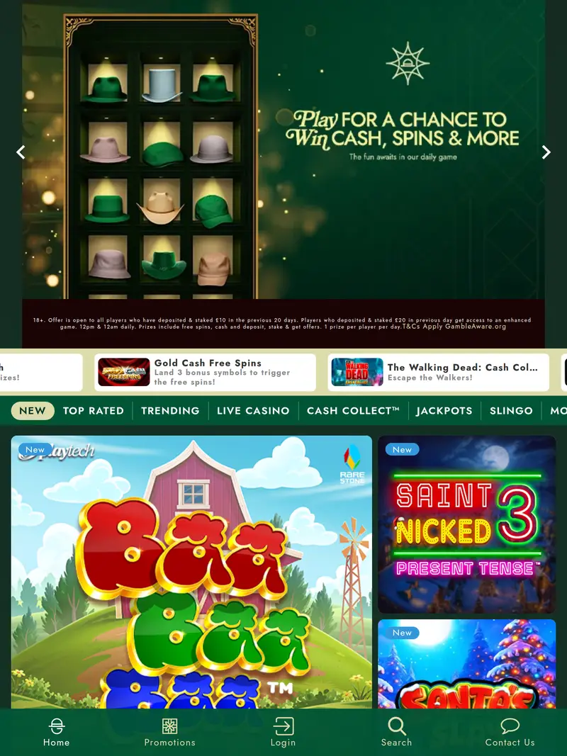 Mr Green - homepage (tablet)