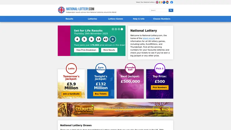 National Lottery - homepage (desktop)