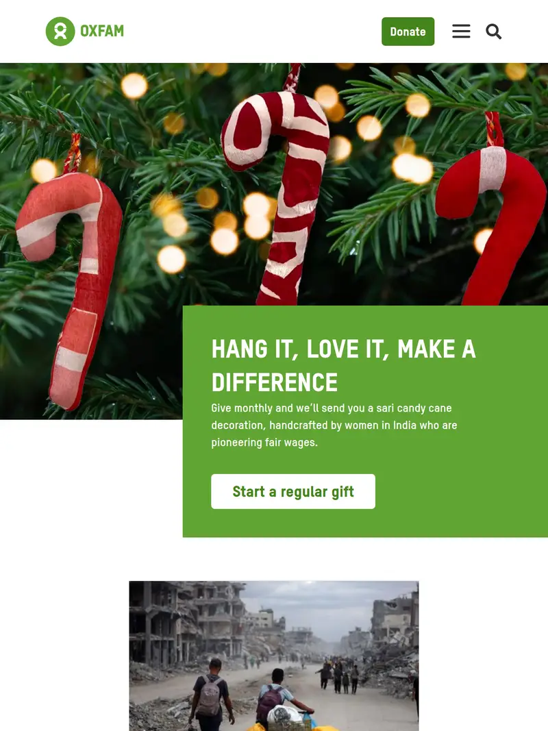 Oxfam - homepage (tablet)
