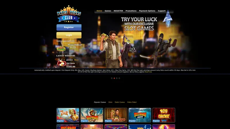 Paris Vegas Club - homepage (desktop)