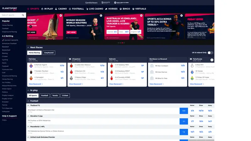 Planetsport Bet - homepage (desktop)