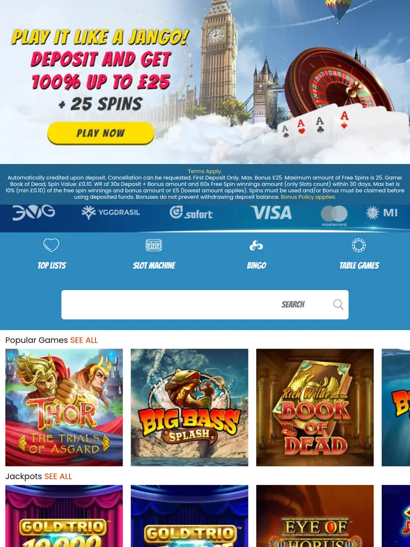 Playjango - homepage (tablet)