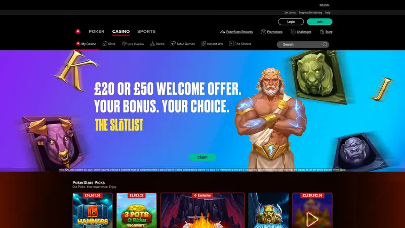 Pokerstars Casino - homepage (desktop)