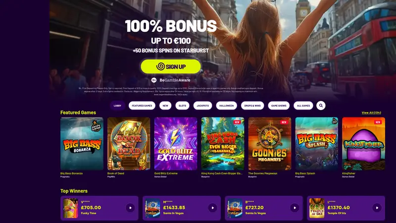 Quickspinner - homepage (desktop)