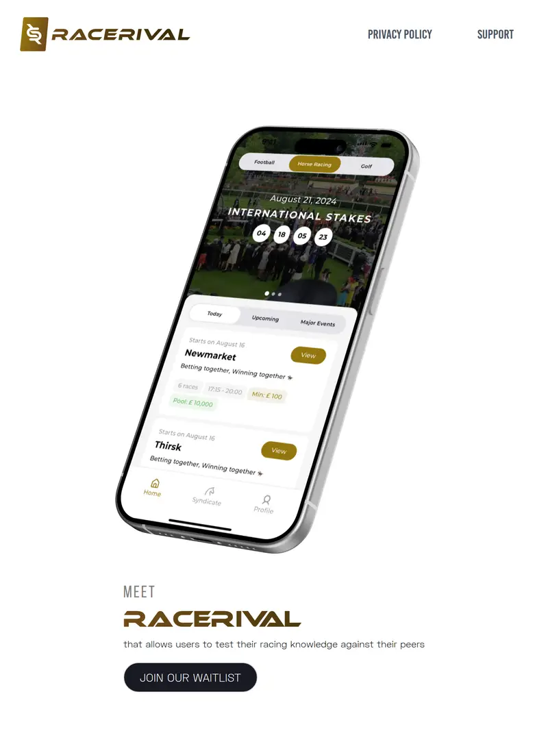 Racerival - homepage (tablet)