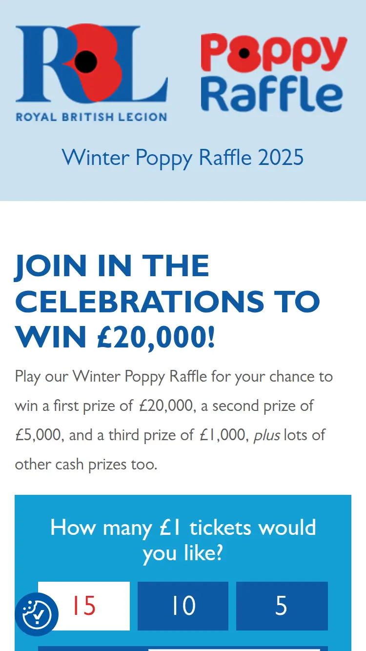 Raffle Player - homepage (mobile)