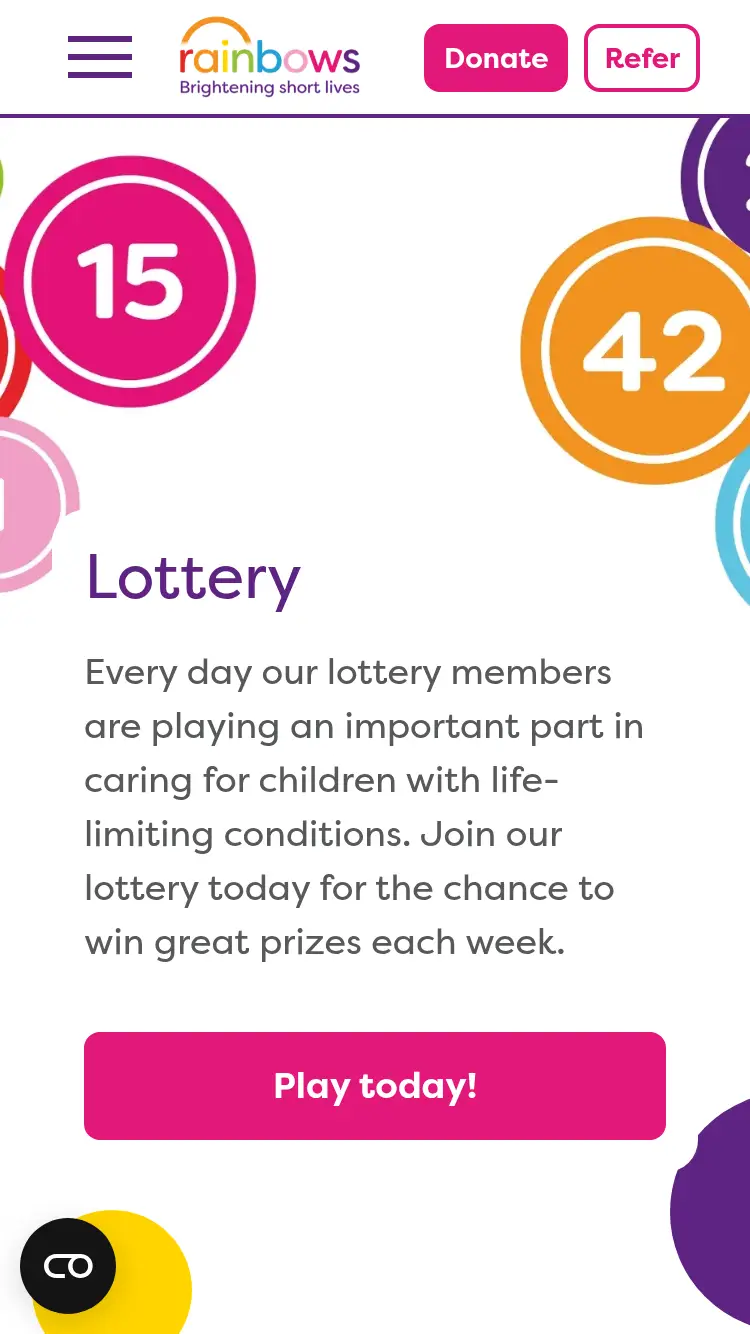 Rainbows - homepage (mobile)