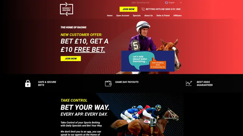 Regencyracing - homepage (desktop)