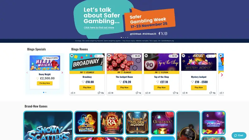 Rosy Bingo - homepage (desktop)