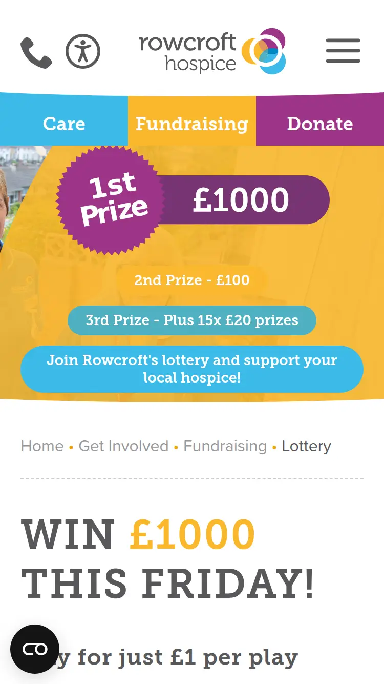 Rowcrofthospice - homepage (mobile)