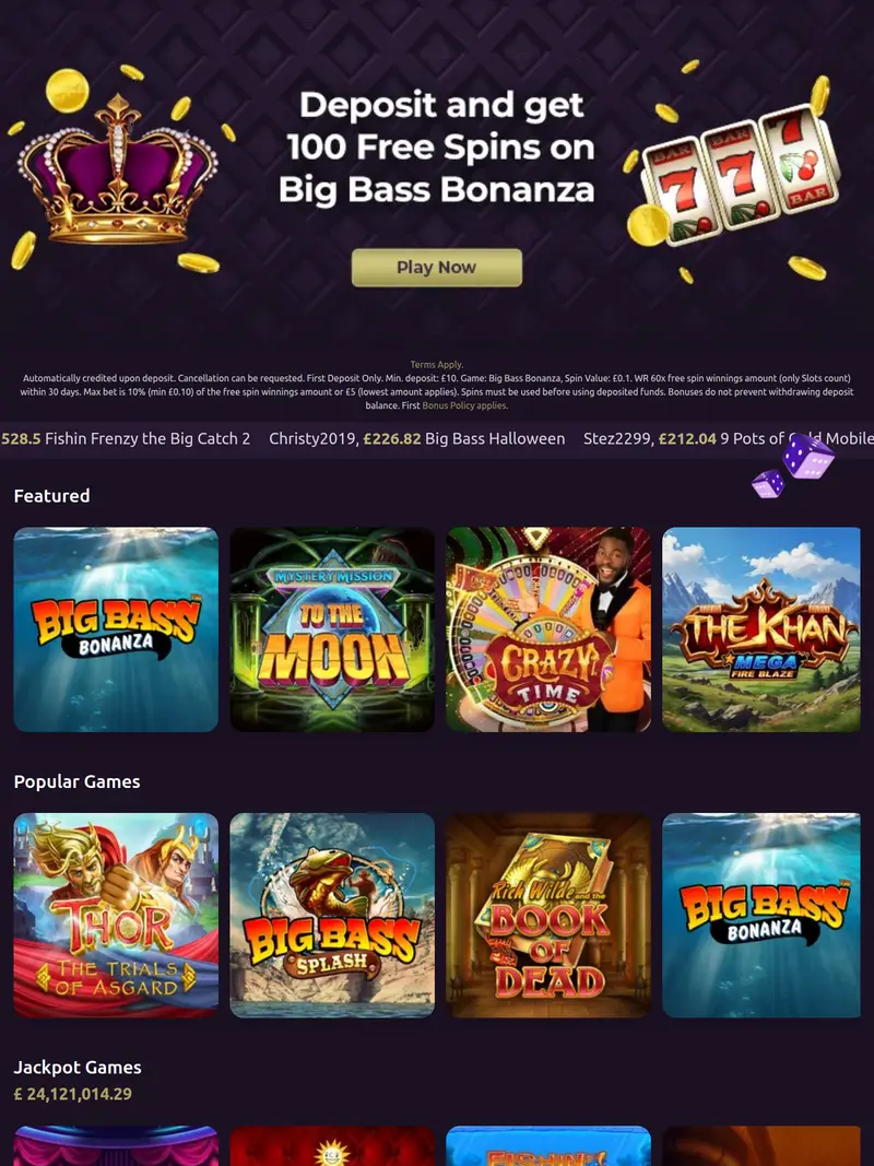 Royal Bet - homepage (tablet)