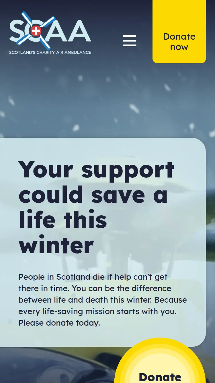 Scaa - homepage (mobile)