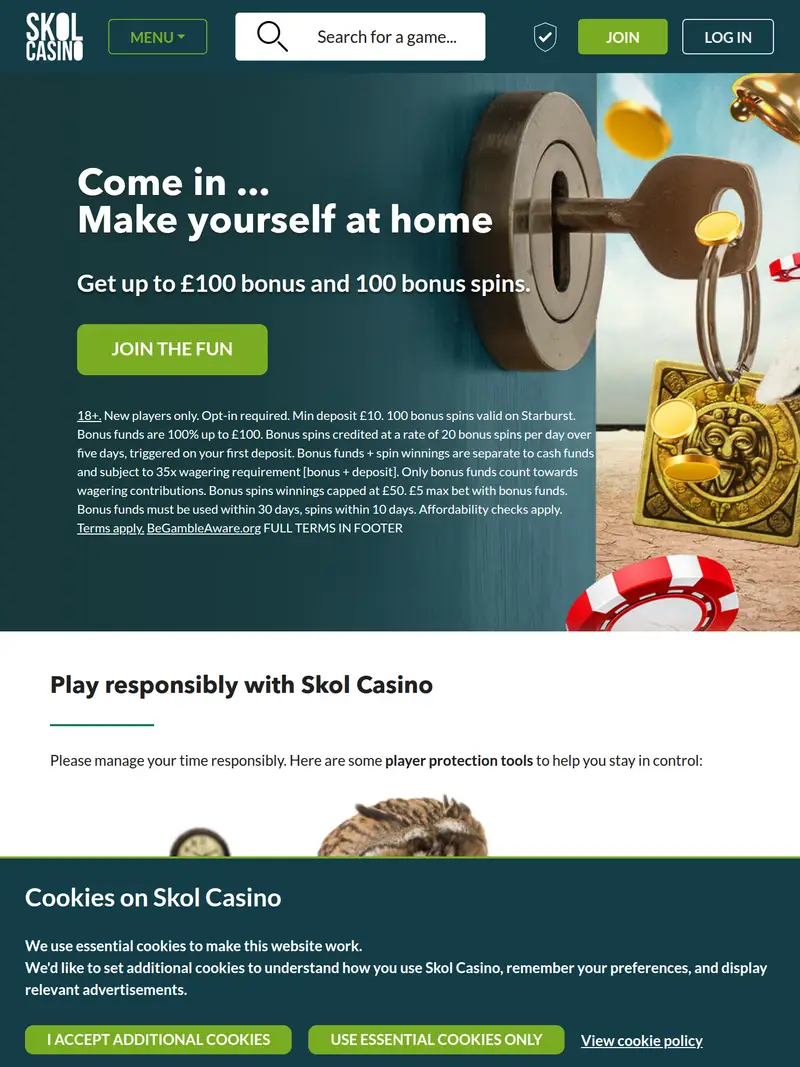 Skol Casino - homepage (tablet)