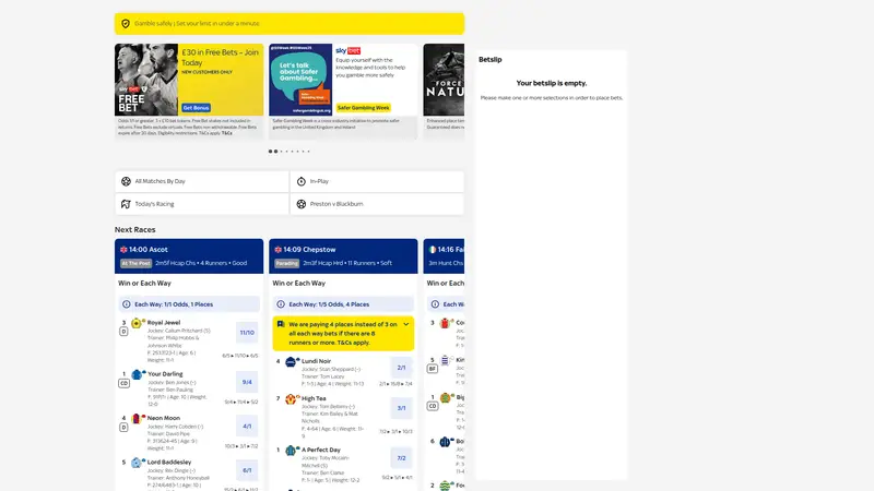 Sky Bet - homepage (desktop)