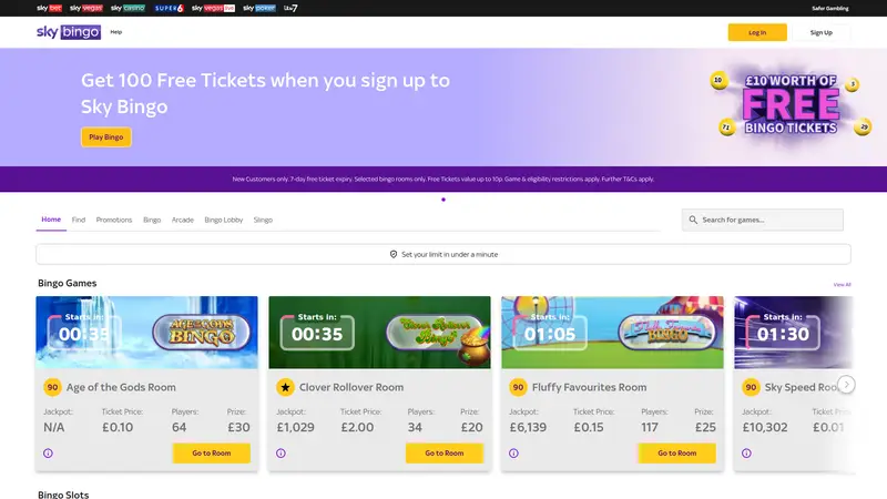 Sky Bingo - homepage (desktop)