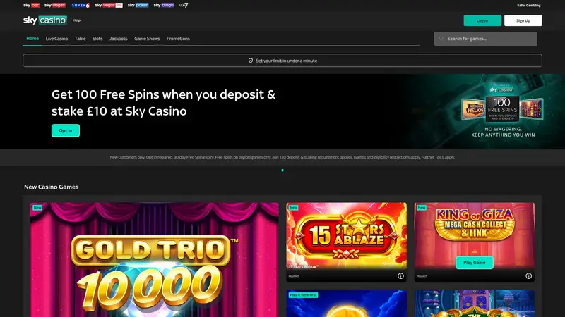 Sky Casino - homepage (desktop)