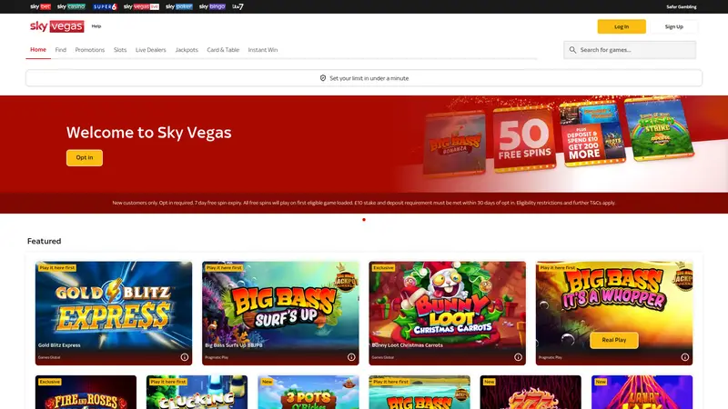 Sky Vegas - homepage (desktop)