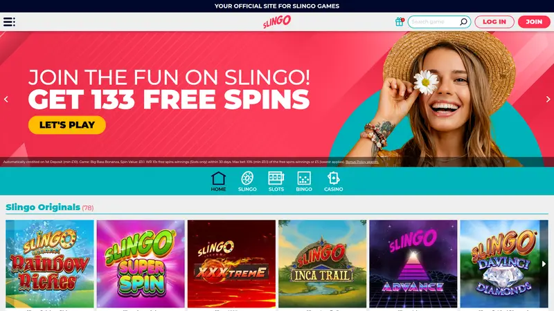 Slingo - homepage (desktop)
