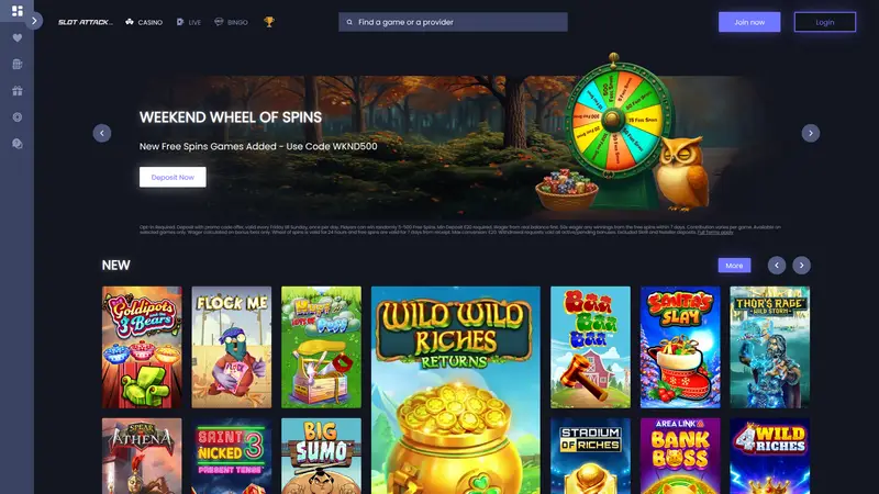 Slotattack - homepage (desktop)