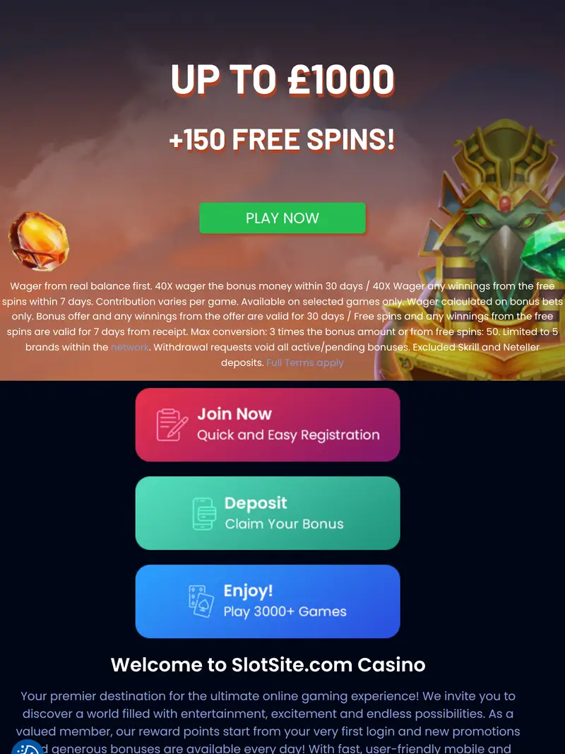 Slotsite - homepage (tablet)