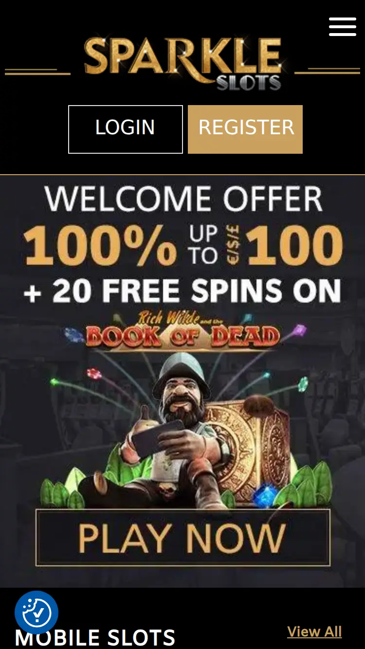 Sparkle Slots - homepage (mobile)
