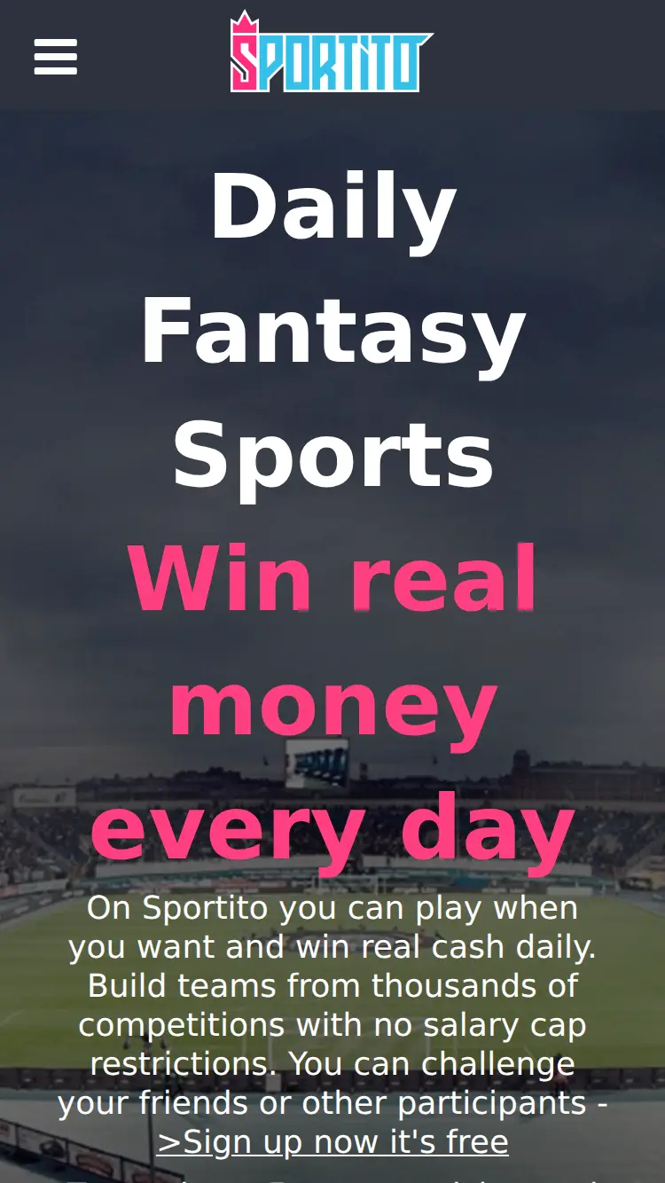 Sportito - homepage (mobile)