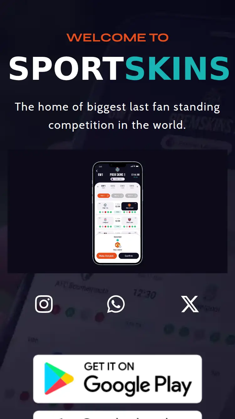 Sportskins - homepage (mobile)
