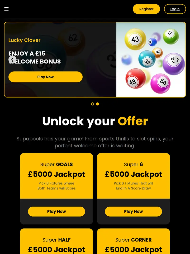 Supapools - homepage (tablet)