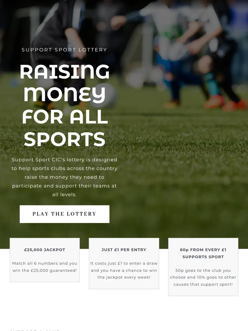 Supportsport Lottery - homepage (tablet)