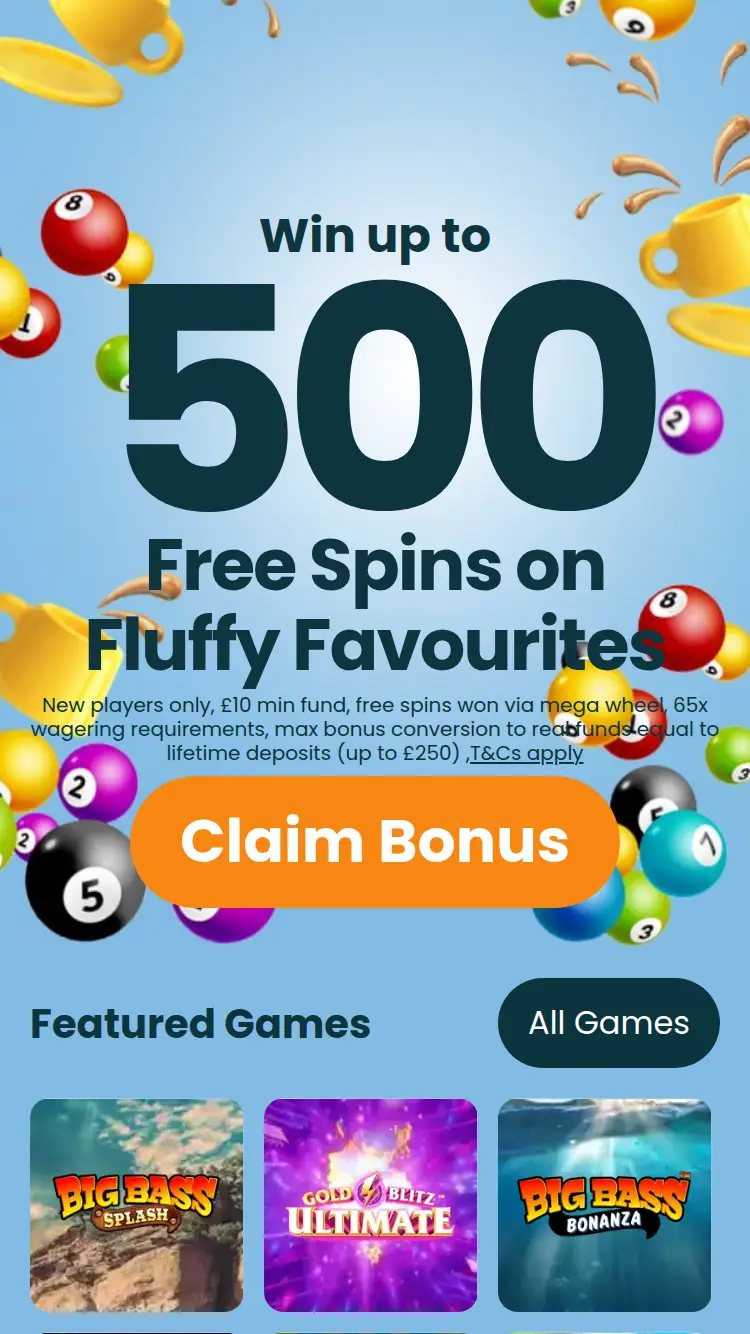 Teatime Bingo - homepage (mobile)