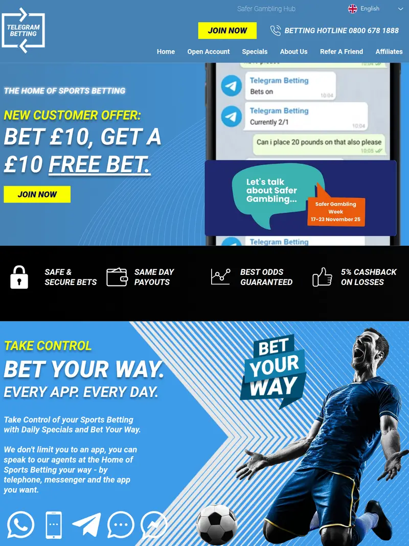 Telegram Betting - homepage (tablet)