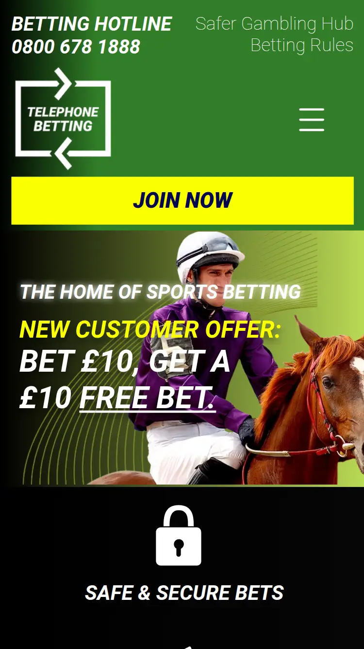 Telephone Betting - homepage (mobile)