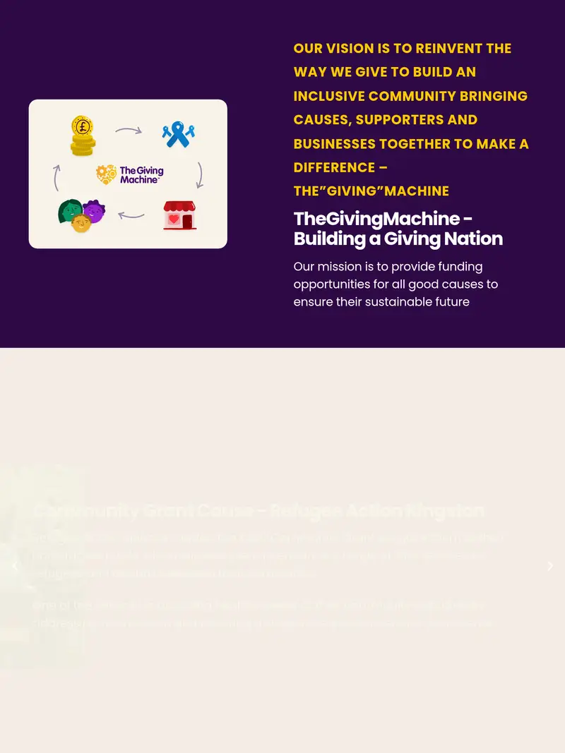 Thegivingmachine - homepage (tablet)