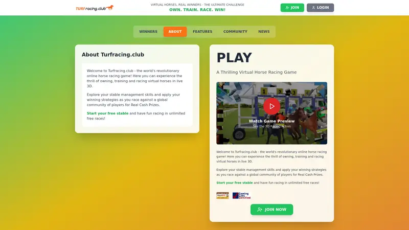 Turf Racing - homepage (desktop)