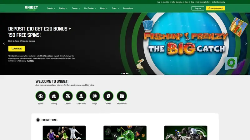 Uni Bet - homepage (desktop)