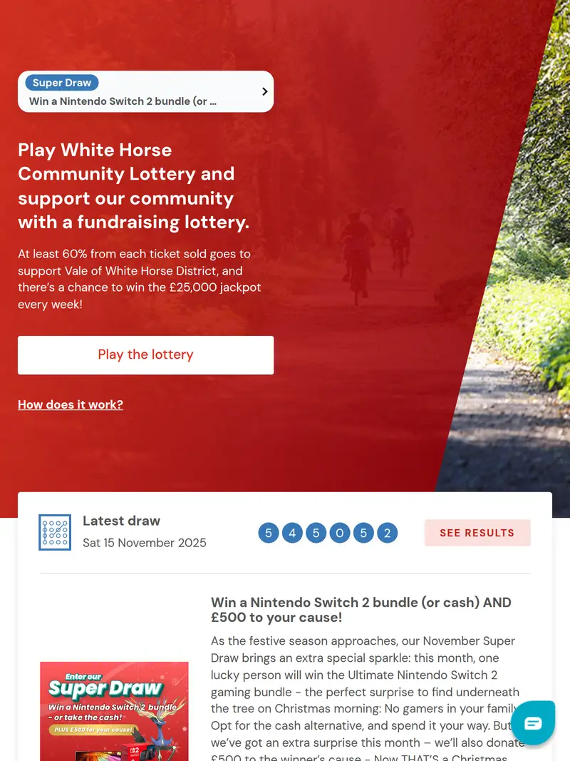 White Horse Lottery - homepage (tablet)