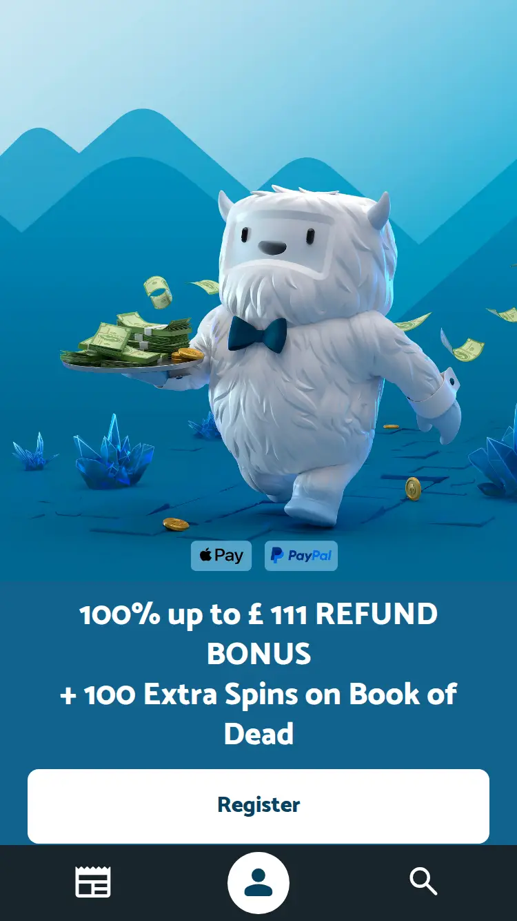 Yeti Casino - homepage (mobile)