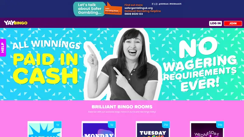 Yay Bingo - homepage (desktop)