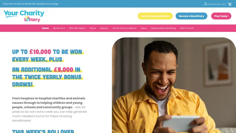Your Charity Lottery - homepage (desktop)